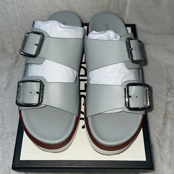 NWT J/SLIDES BOWIE Grey Leather Sandal - Picture 8 of 15